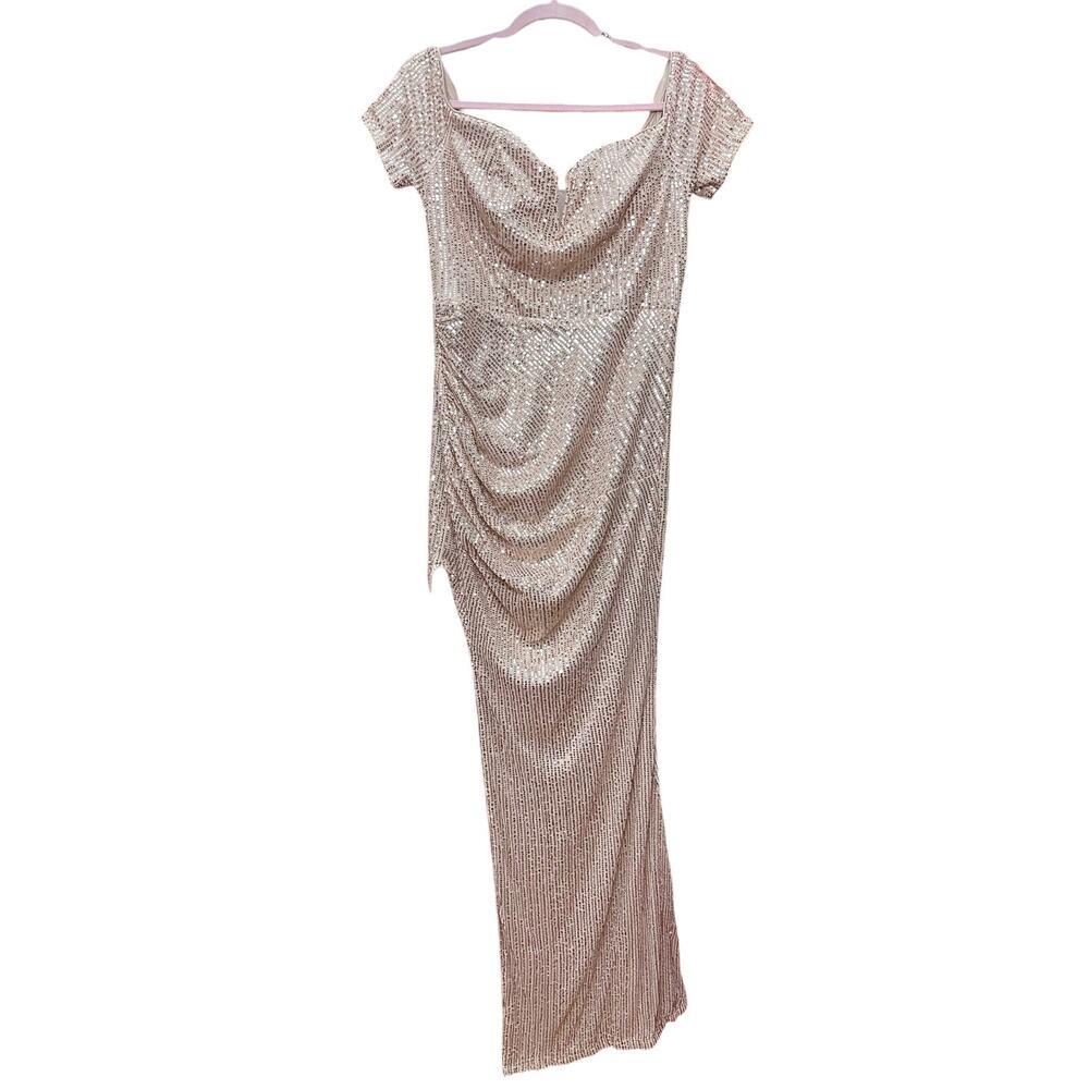 FAERIESTY‎ Sequins OffShoulder Long Dress Size XL VNeck Prom Homecoming Wedding